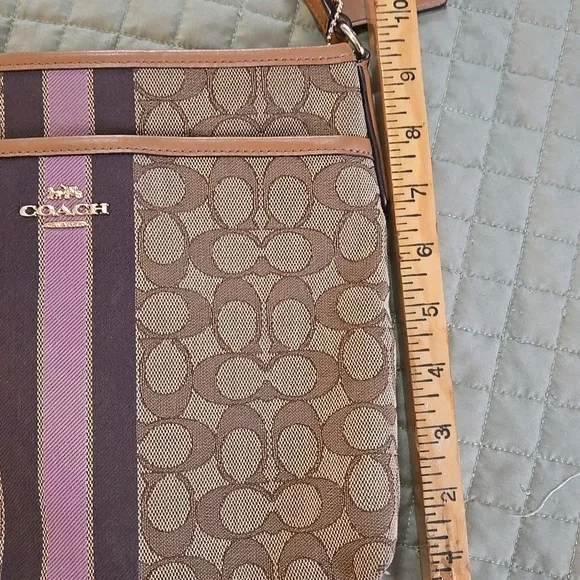 Coach File Brown and Purple Signature Crossbody Bag - Picture 3 of 13